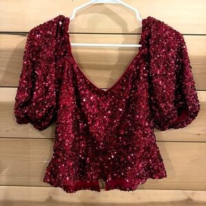 Lulus Red Sequin Top